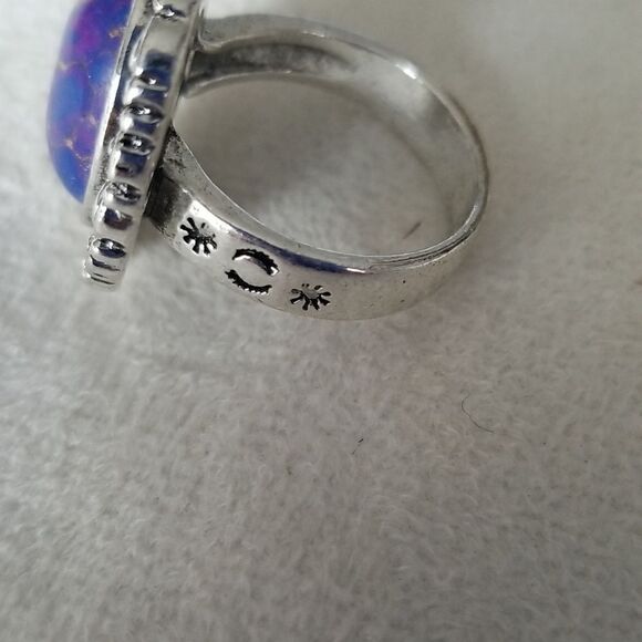 Purple vintage style silver tone band size 9 - Picture 6 of 11